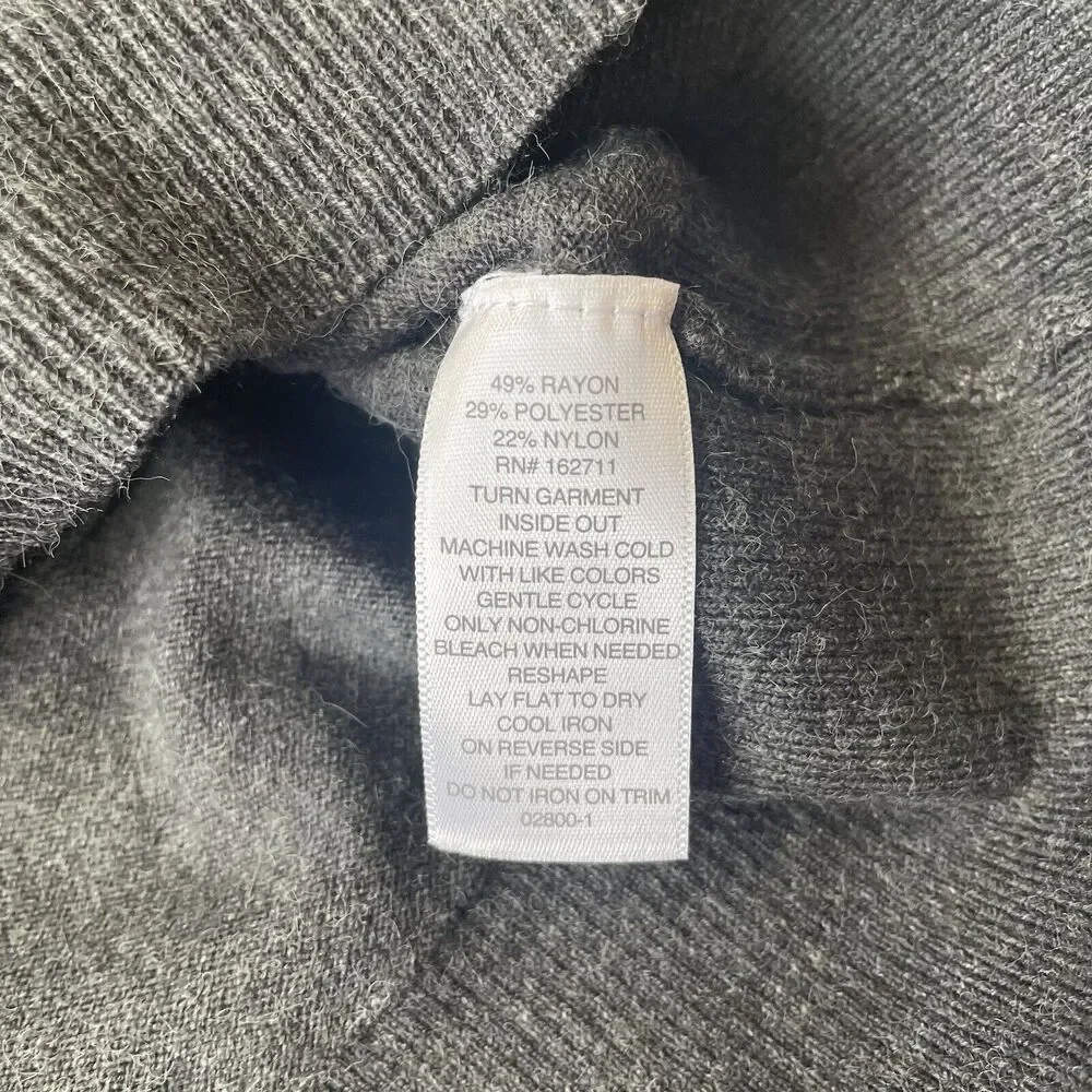 Liz Claiborne Sweater Womens XS Grey Crystal Pearl Detail Soft Knit Top NEW - Picture 6 of 9